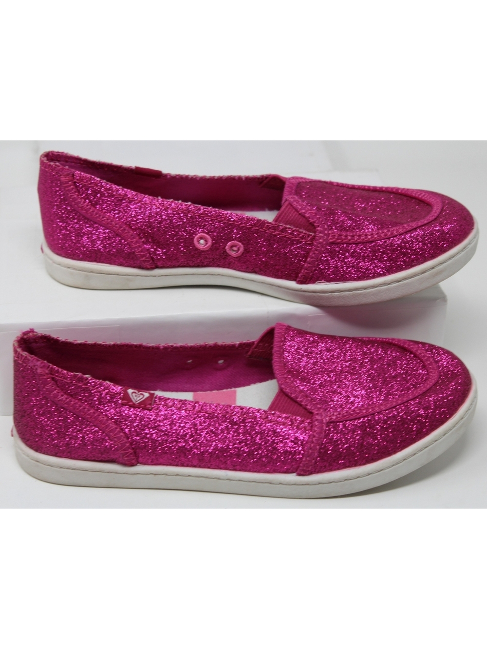 Roxy RG Mesa Pink Glittery Espadrilles Slip-On Sneakers Shoes Youth Girls Sz 3 Y